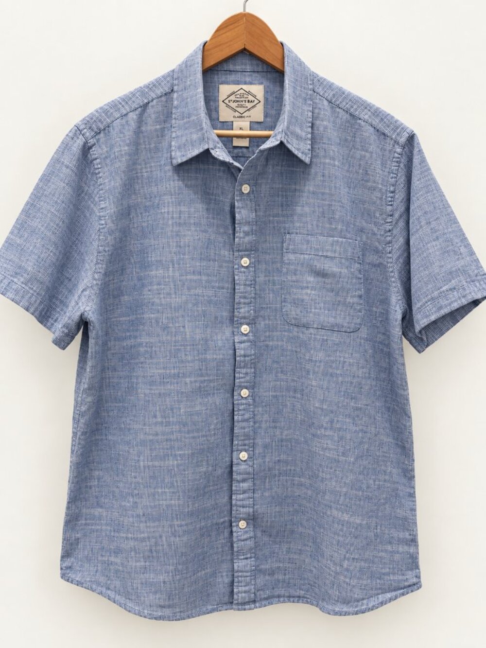St. John’s Bay Men’s XL Blue Cotton Linen Blend Shirt